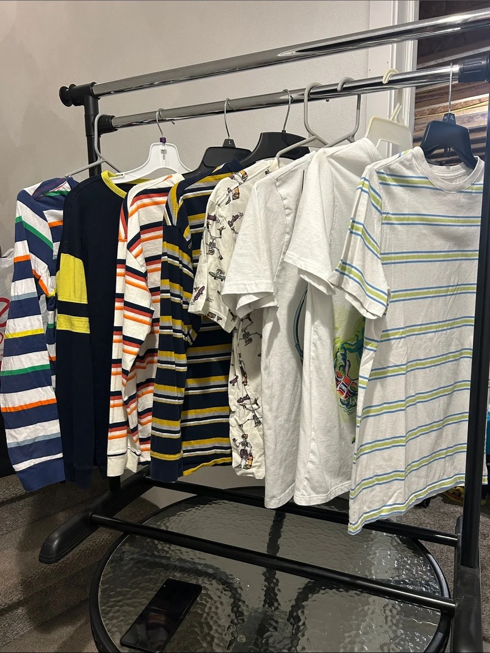 Old Navy Kids White & Blue Striped Short-Sleeve Tee 8 pieces size for (12-13)